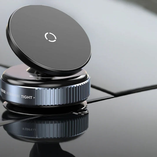 Magnetic Car Phone Mount – 360° Rotating Suction Holder for iPhone & Android – Black