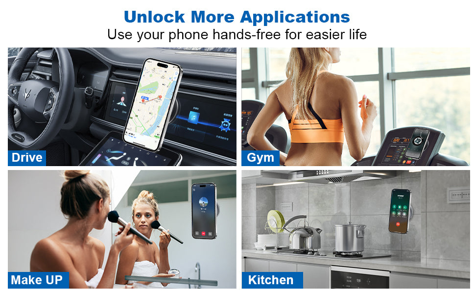 Magnetic Car Phone Mount – 360° Rotating Suction Holder for iPhone & Android – Black